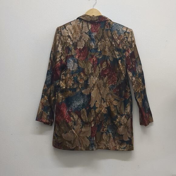 Joseph Gee brown vintage floral blazer size M - Picture 6 of 6